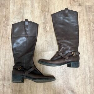 FRANCO SARTO | Corbeit2 Brown Leather Buckle Detail Riding Boots